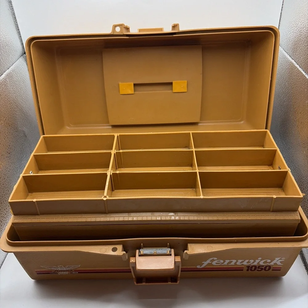 Fenwick 1050 Vintage 1980s Burnt Orange Fishing Tackle Box 2-Tray Dadcore Retro